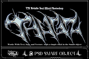 Chrome Metal Text Effect PSD, a Brushes & More by one-touch