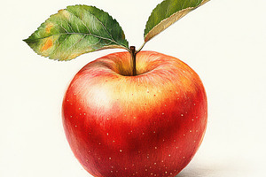Red apple with green leaf isolated o, a Food & Drink Photo by Pixeness Studio