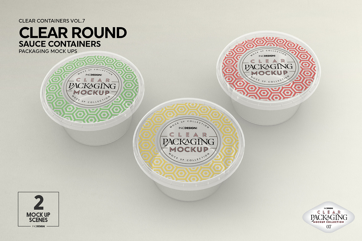 Clear Round Sauce Containers Mockup, a Cups & Container Mockup by INCDesign (Photo 6 of 14)