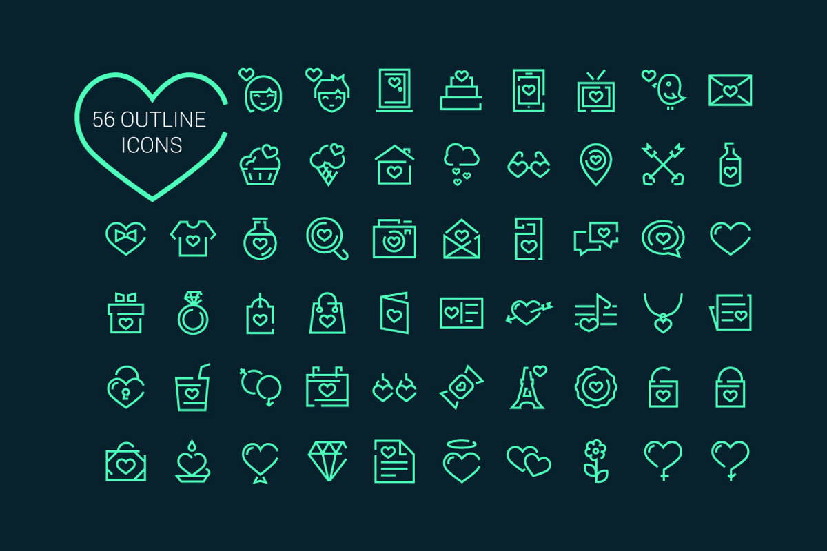 56 Love Icons, an Illustration by lavinialorena (Photo 1 of 4)