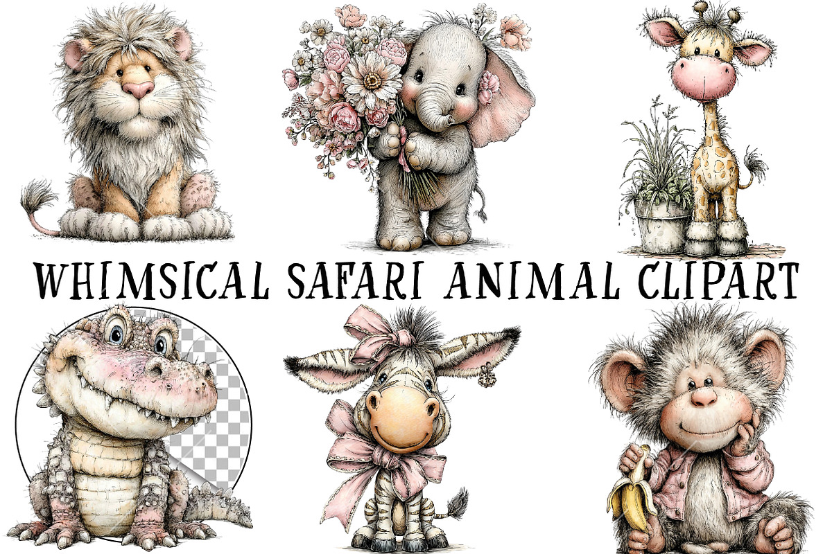 Whimsical Safari Animal Clipart, an Illustration by OK Design (Photo 2 of 6)