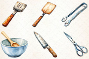 Watercolor Kitchen Utensils Clipart, an Icon by Libby Wishes (Thumbnail 3 of 6)