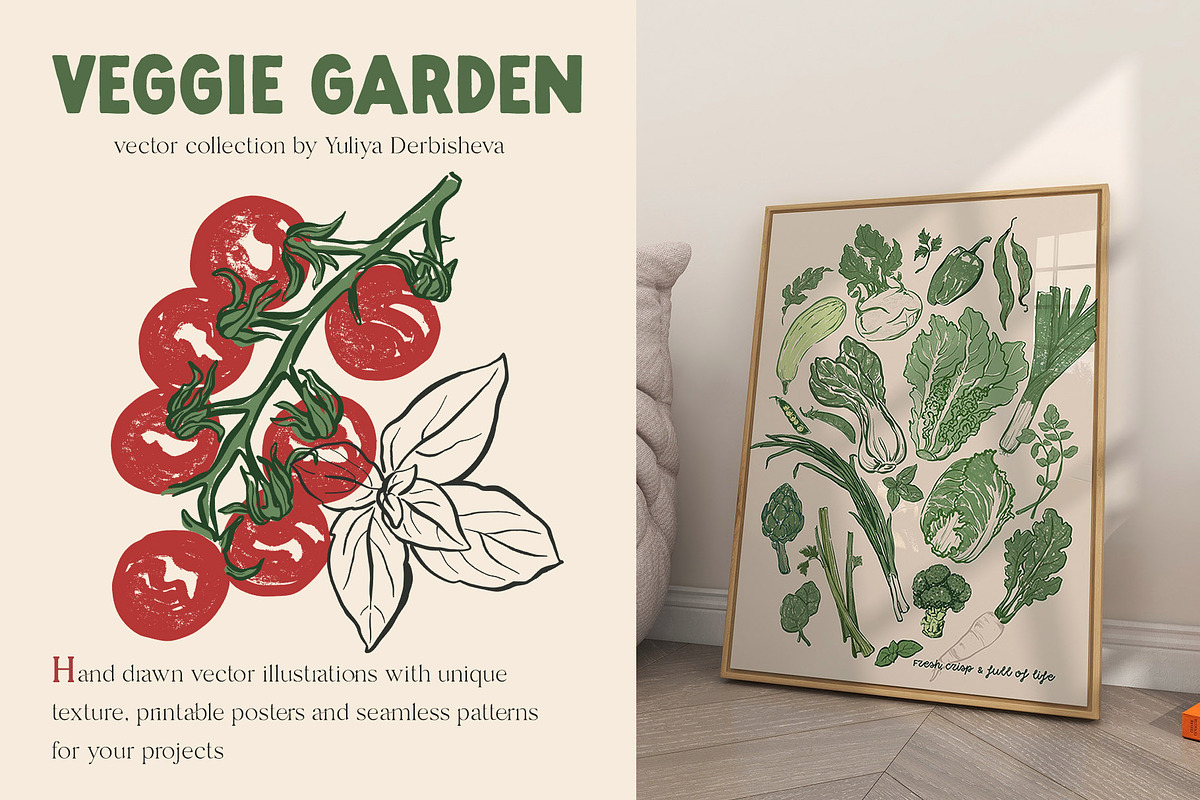 Vegetables vector poster pattern, an Object Graphic by Yuliya Derbisheva (Photo 2 of 10)