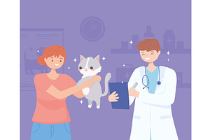 veterinary owner cat, a Healthcare Illustration by studiogstock