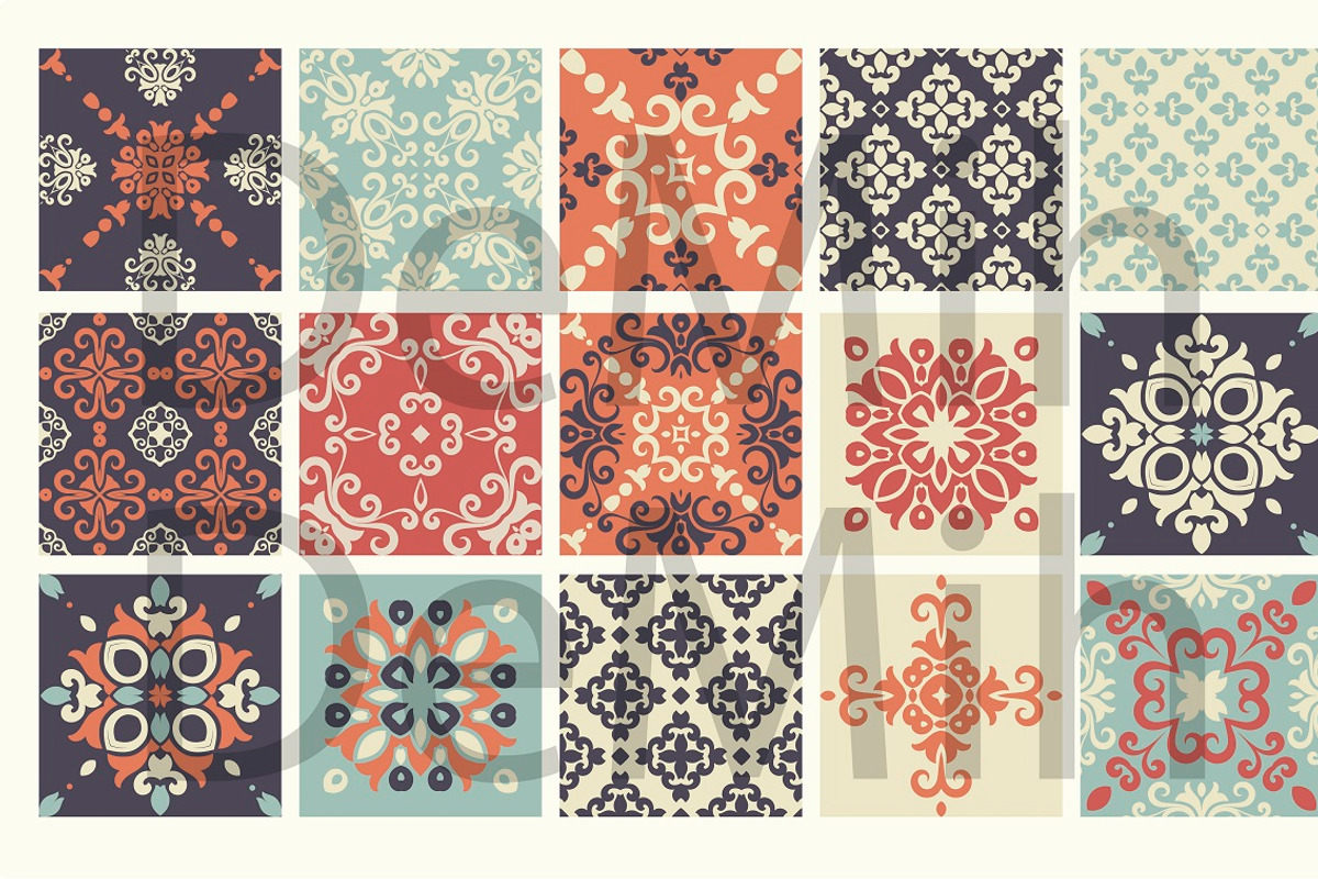 Set of 15 vintage tiles patterns, a Pattern Graphic by DeMih