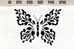 Stencil Ornamental Butterfly, a Decorative Illustration by MARYCRAFTIRIA