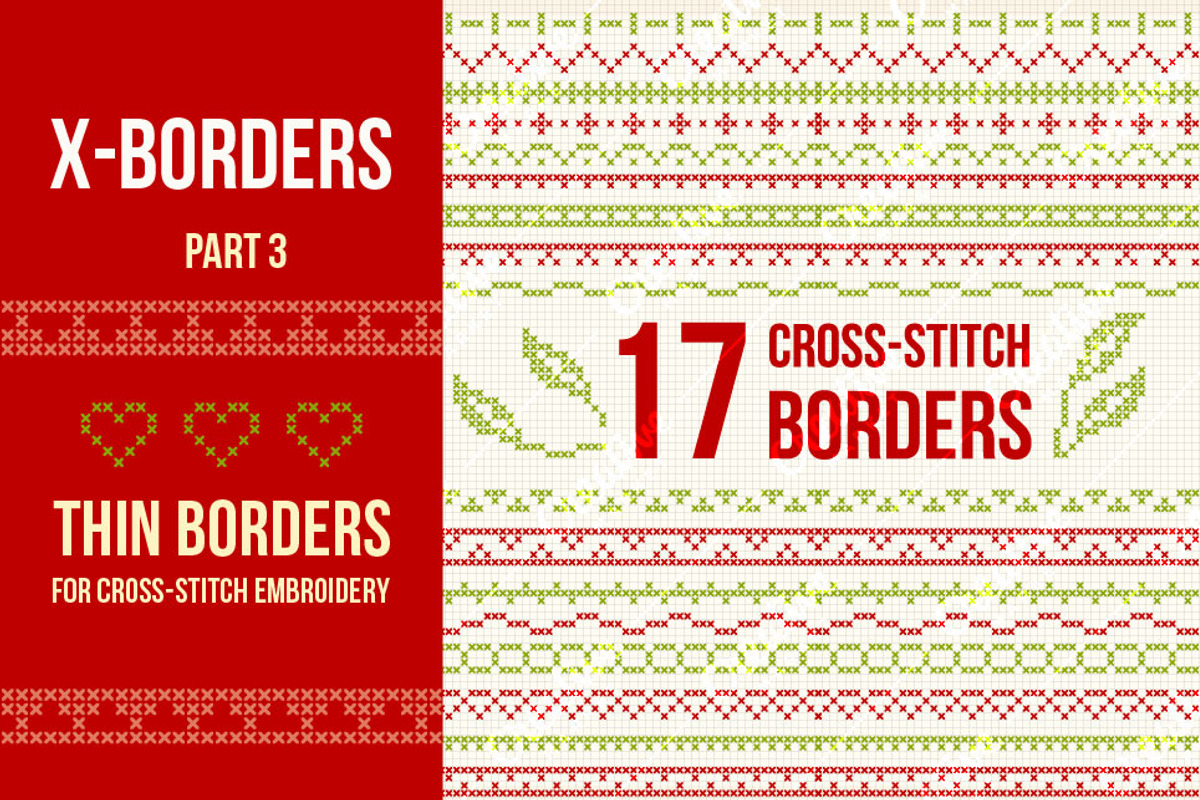 Cross-stitch borders set 3 - THIN, an Object Graphic by Slanapotam (Photo 1 of 2)