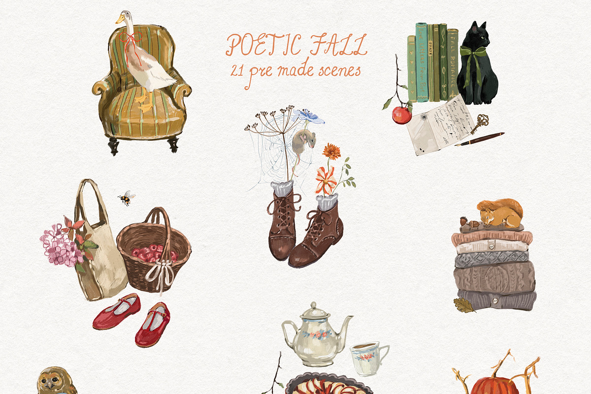 Fall Cottagecore Illustration Frames, a Decorative Illustration by whiteheartdesign (Photo 3 of 19)