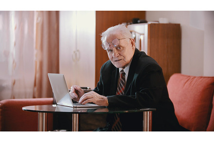 An old man in glasses sitting by the, a Person Photo by Barcelona_dreams
