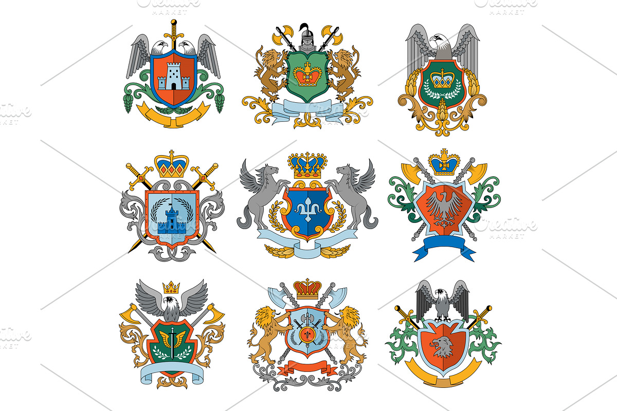 Heraldic badges. Collection of, an Illustration by Onyx