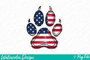 American Flag Dog Paw, an Illustration by Watercolor design (Thumbnail 1 of 3)