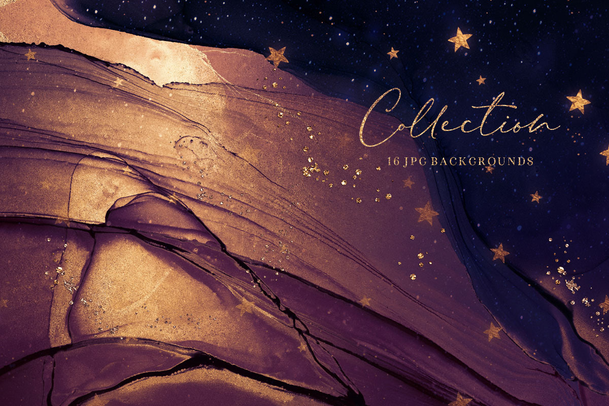 Gold Alcohol Ink & Galaxy Background, a Texture Graphic by by creative paper (Photo 2 of 18)
