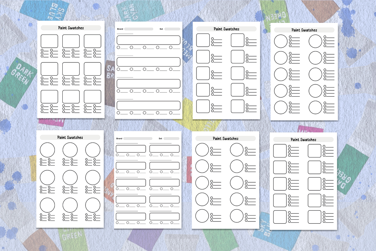 Printable Paint Swatch Sheets Bundle, a Stationery Template by Wicked Creative (Photo 6 of 11)