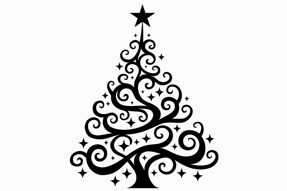 Festive Swirl Xmas Tree Bundle, an Illustration by yasushie (Photo 3 of 21)