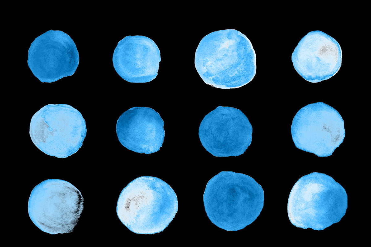 12 Small Blue Watercolor Circles, an Illustration by The Digital Download Shop (Photo 3 of 3)