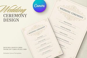 Vintage Wedding Ceremony Program, a Stationery Template by Vasya Kobelev