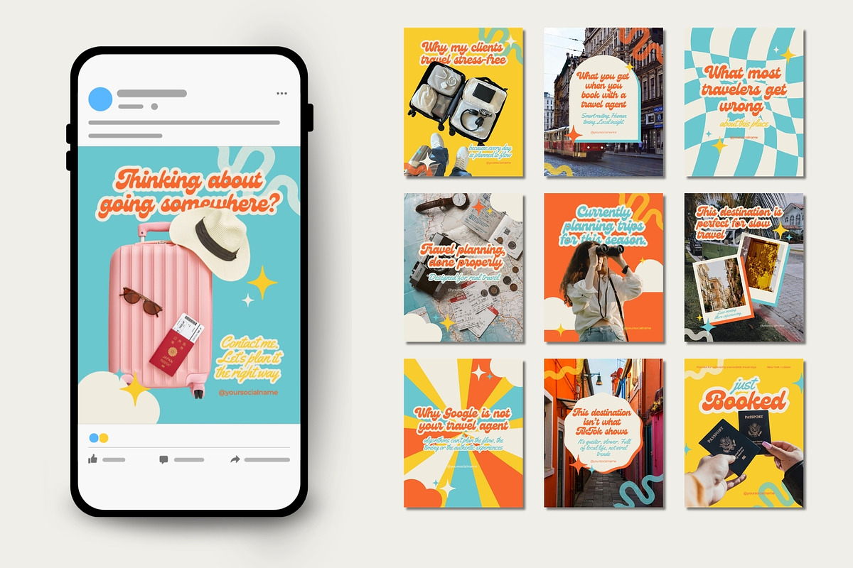 Retro Travel Agent Instagram, a Social Media Template by Anna Design Studio (Photo 5 of 11)