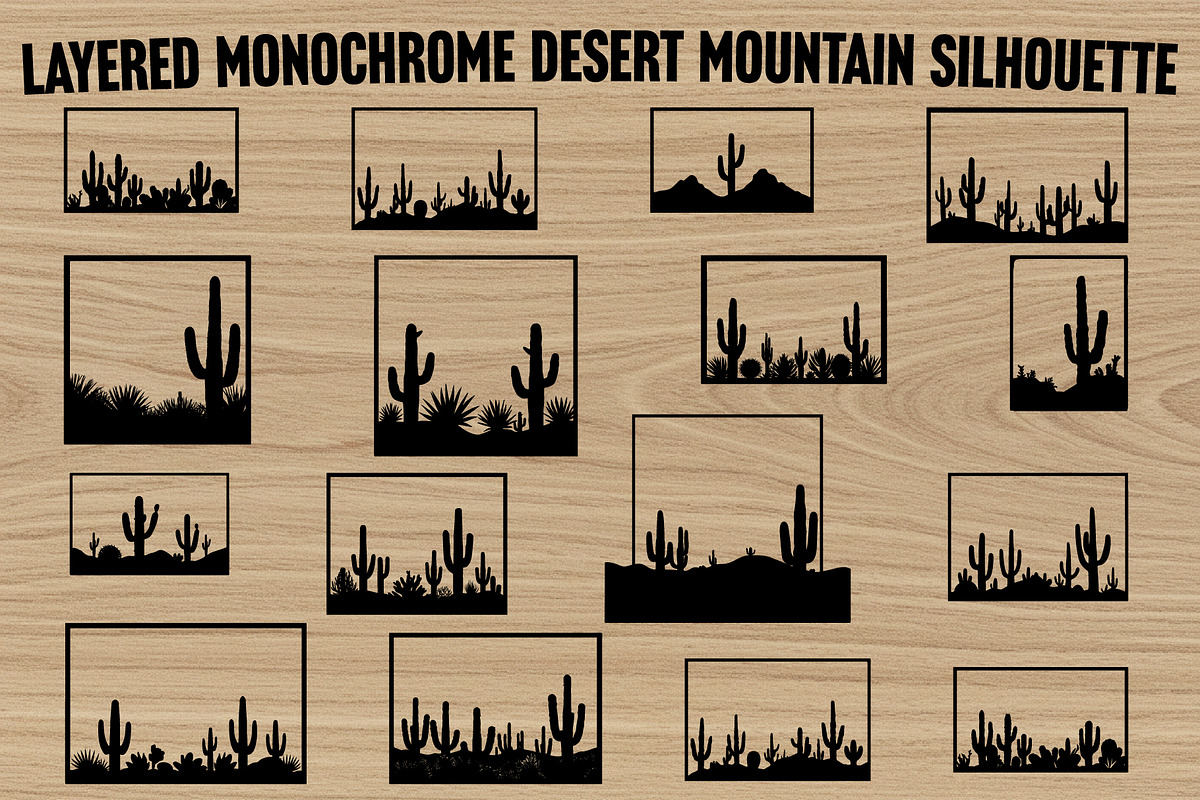 Wild Desert Cactus Scene Set, an Illustration by BIPLOB EXPERT