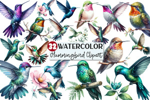 Watercolor Hummingbird Clipart, an Illustration by Rose Art