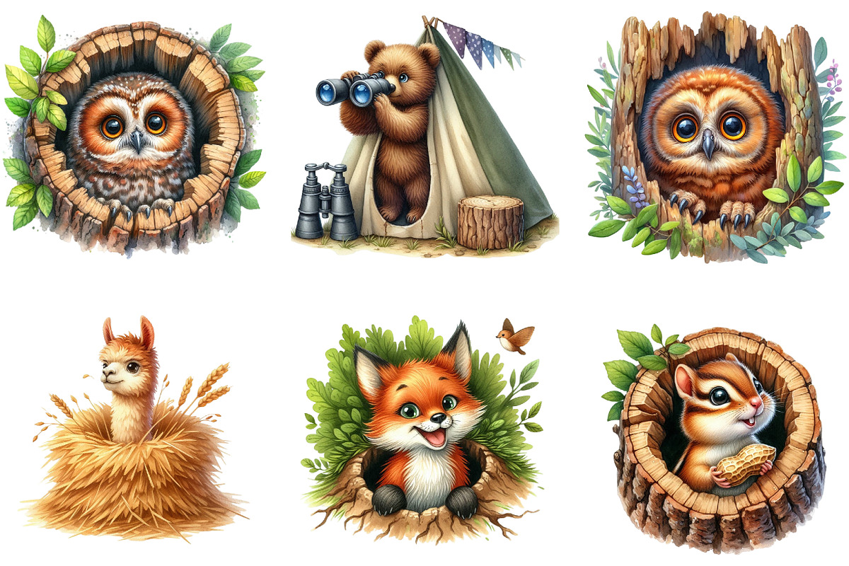 Funny Animals in Hole Clipart, an Illustration by DreamArtGraphic (Photo 4 of 4)