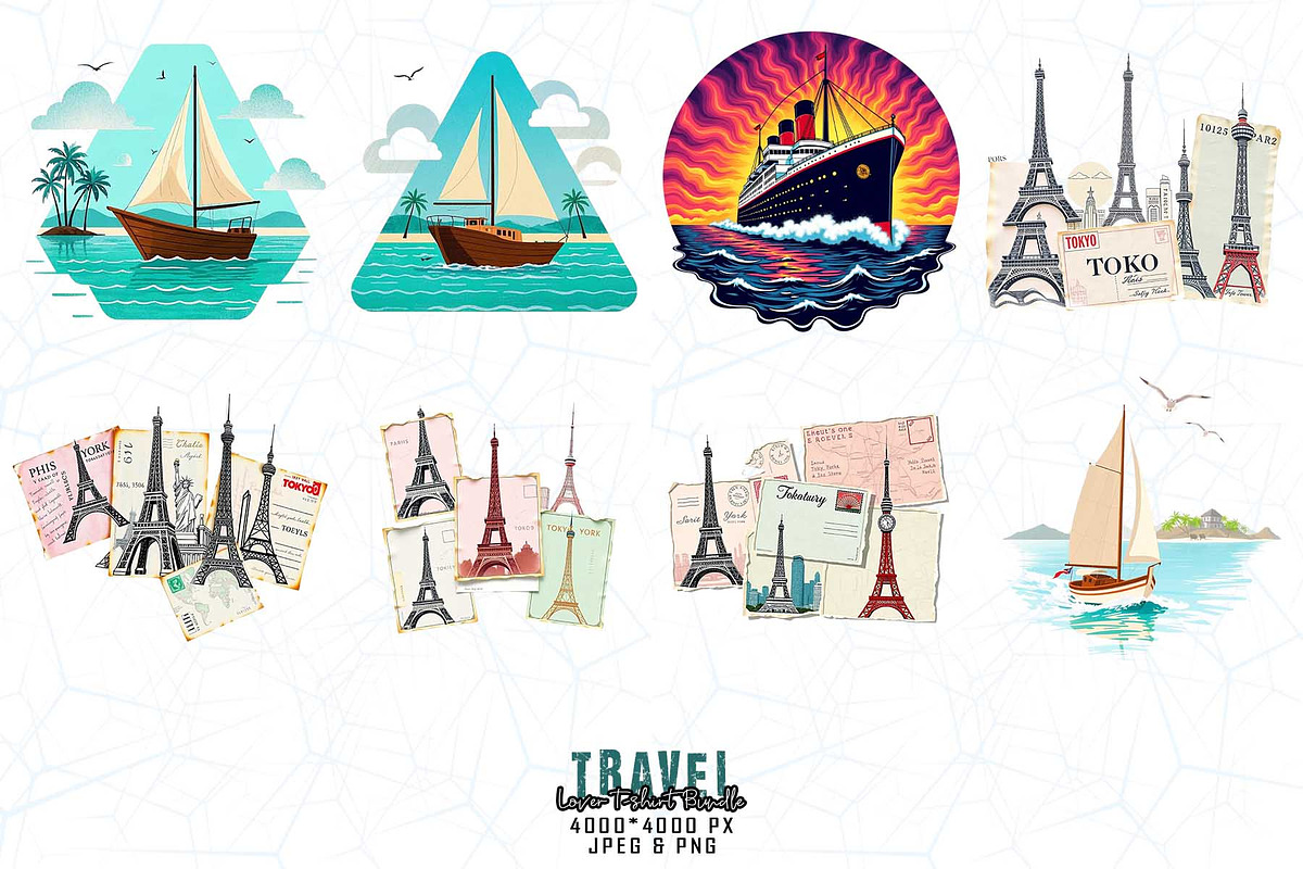 20 Groovy Travel T-shirt Bundle, an Illustration by Sofia's Fashion (Photo 3 of 3)