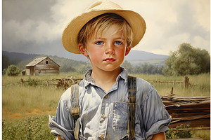 Resilient American Farmer Boy At