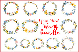 Spring Floral Wreath SVG Bundle, a Graphic by Gfx_Store