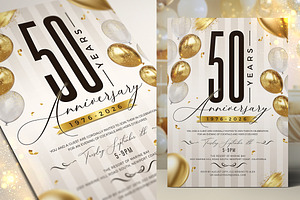 Gold Anniversary Invitation, a Flyer Template by Aarley Kaiven