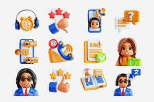 Customer Support 3D Icon Set, an Object 3D Model by Eklip Studio
