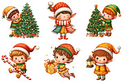 Whimsical Christmas Elf Clipart, an Illustration by Craft Nest (Thumbnail 11 of 11)