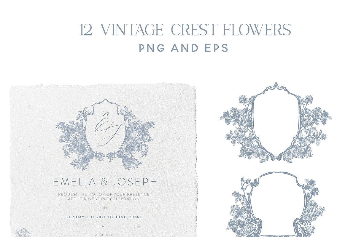 Vintage Line Art Flowers clipart, a Decorative Illustration by BlumenSoul (Photo 3 of 10)