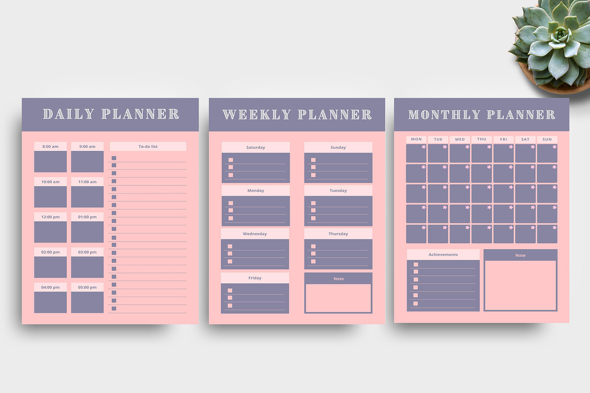 Canva Daily Weekly Monthly Planner, a Stationery Template by Ultimate Template Shop (Photo 2 of 5)