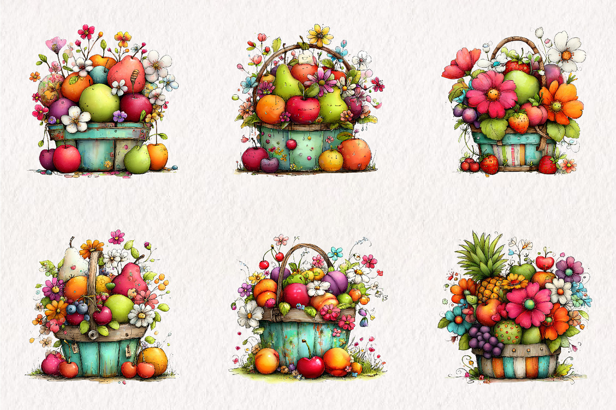 Whimsical Summer Picnic Basket Clipa, an Illustration by CreationArt (Photo 6 of 7)