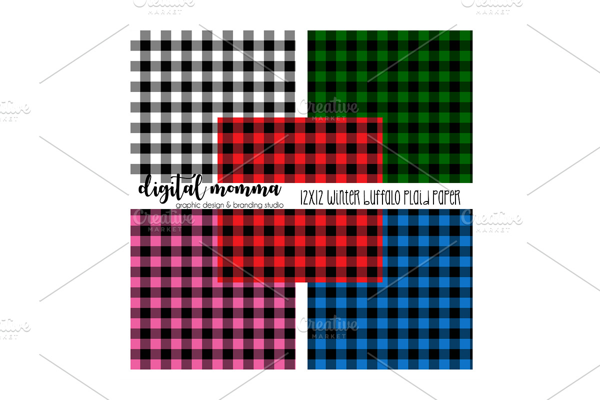 Winter Buffalo Plaid Digital Papers, a Pattern Graphic by Digital Momma