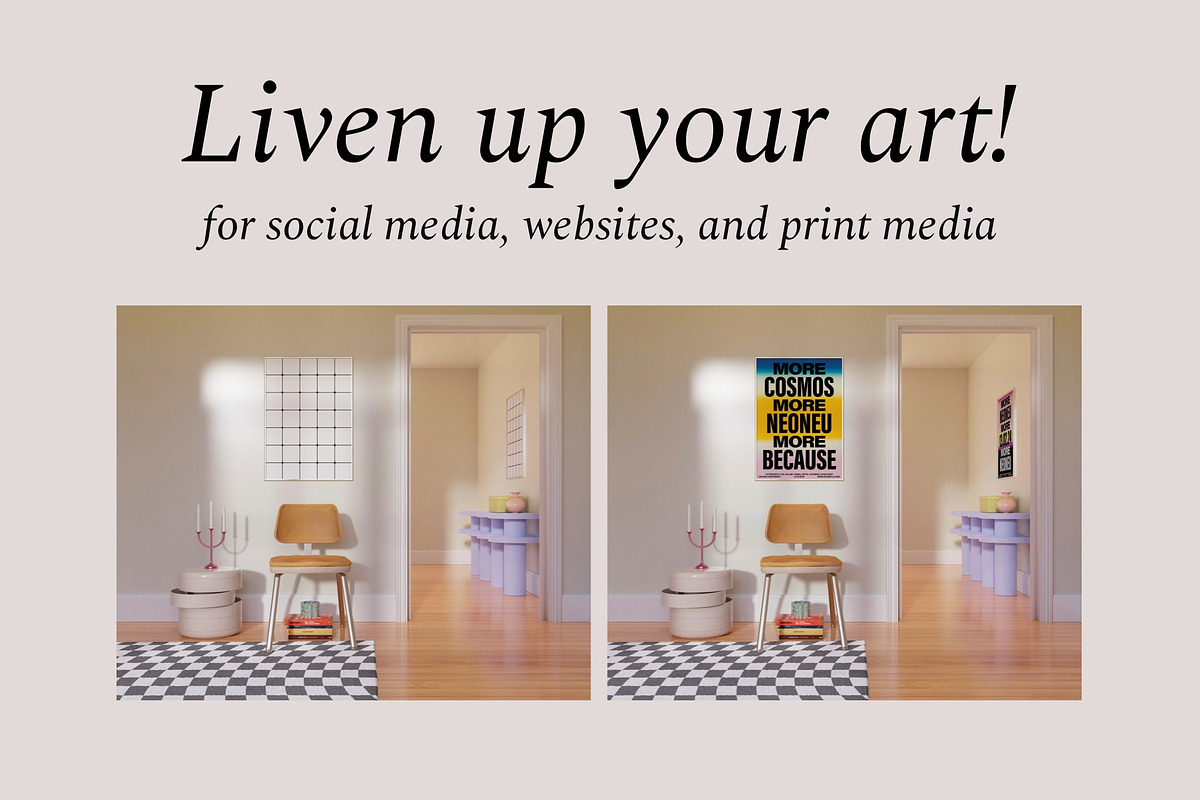 Frame Mockups In Living Room SISSY, a Household Mockup by Bonumo (Photo 3 of 12)