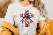 Christian Cross 4th of July USA Bow, an Illustration by SVGArt (Thumbnail 2 of 8)