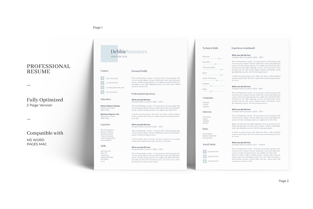 Creative Modern Resume Template, a Resume Template by GraphicFlava (Photo 2 of 8)