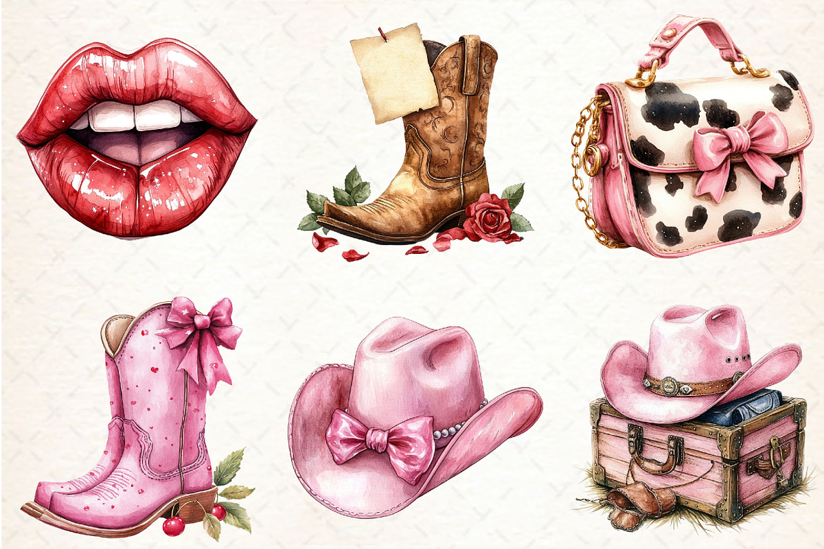 Watercolor Cowgirl Party Clipart PNG, an Illustration by Libby Wishes (Photo 4 of 6)