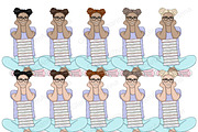 Study Bright Girls Clipart, an Education Illustration by GlamArtZhanna (Thumbnail 2 of 7)