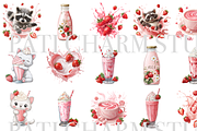 18 Strawberry Milk Clipart, a Decorative Illustration by Pati Charm Studio (Thumbnail 2 of 8)