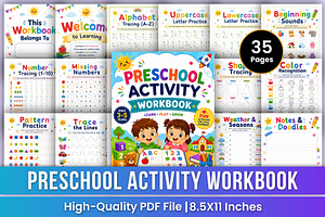 Preschool Activity Workbook | Learn, a Stationery Template by Mustafiz