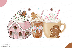 Pink Gingerbread Coffee Christmas, an Illustration by SinaCreation