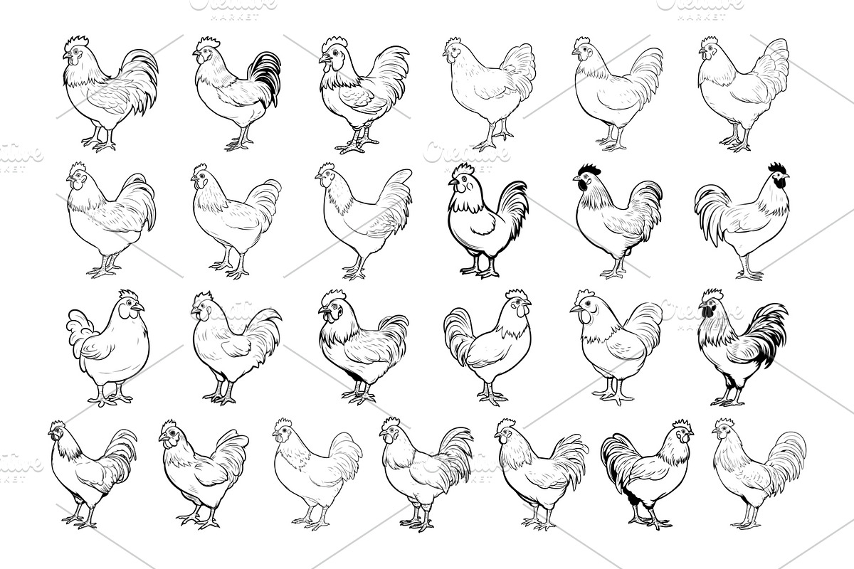 50 Chicken Procreate Stamps Brushes, a Brush Add-On by Procreate Sale (Photo 5 of 6)