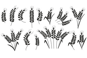Black silhouette of ripe ears of, a Food Illustration by Tati_Kli