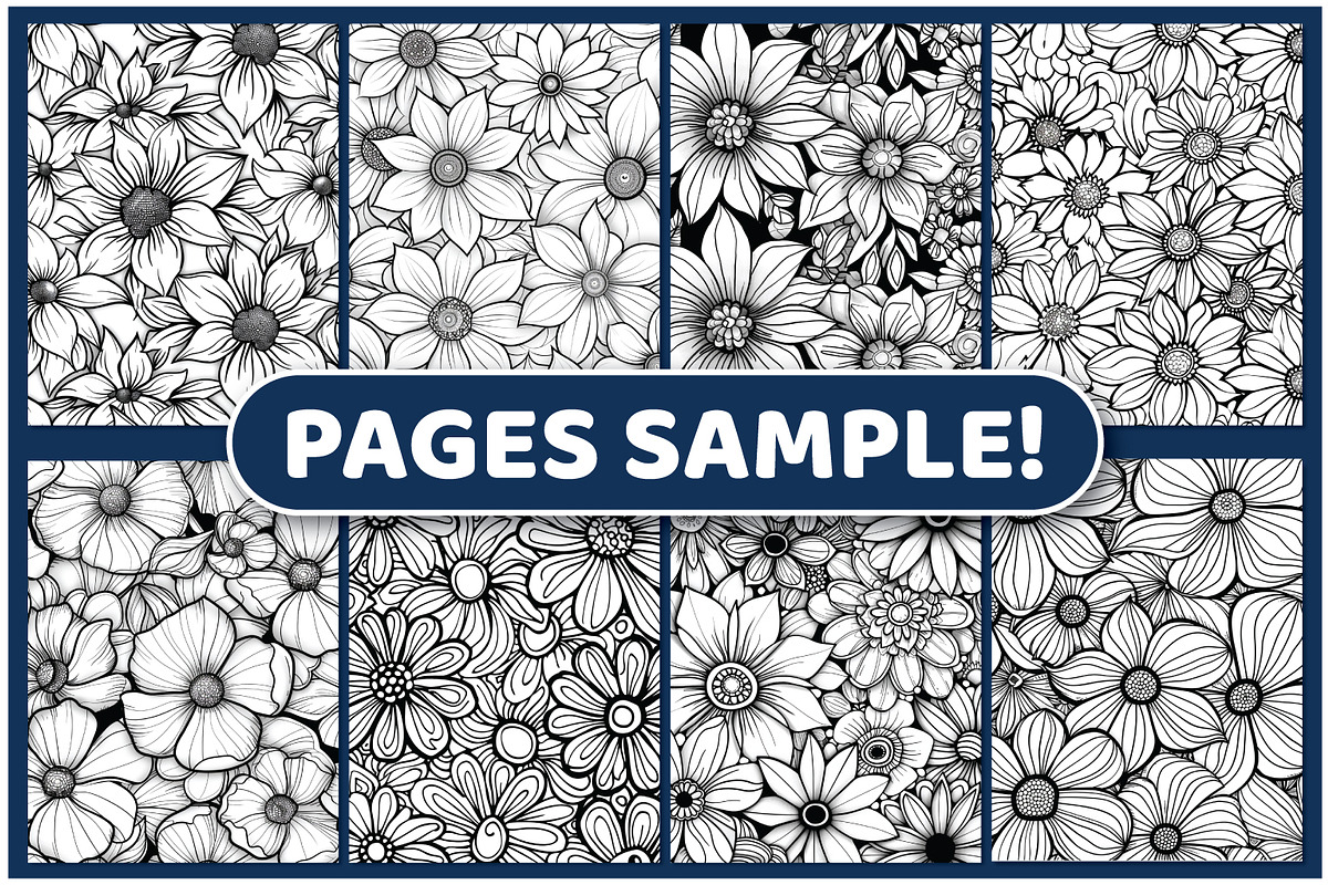 200 Flowers Zentangle Coloring Pages, an Illustration by BrightMart (Photo 2 of 3)