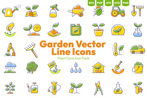 Garden Vector Line Icons, an Object Illustration by Ilia Design