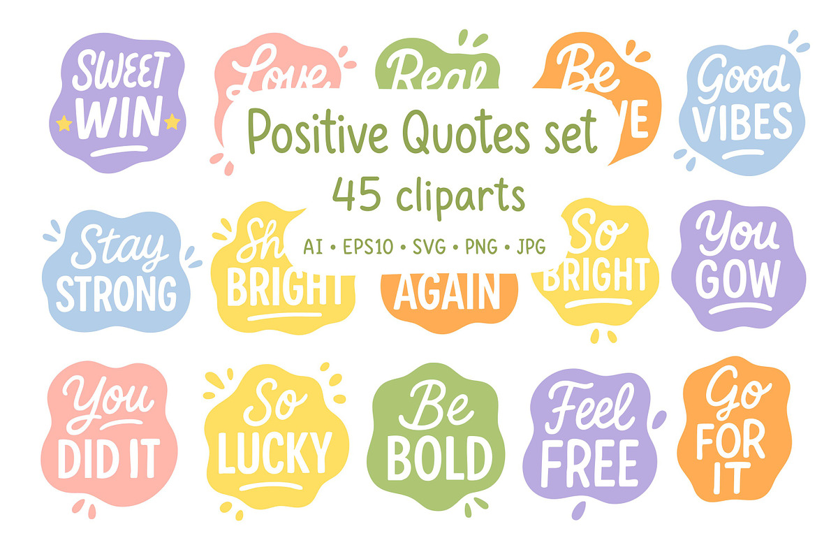 Positive Quotes Set, a Decorative Illustration by ananastya (Photo 1 of 5)