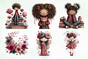Whimsical Flowers and Girls Clipart, an Illustration by Creative Art (Thumbnail 5 of 11)
