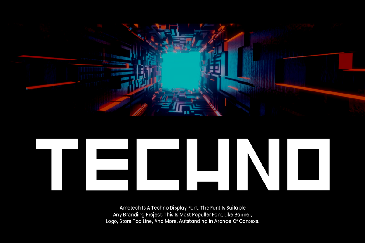 Ametech - Futuristic Font, a Sans Serif Font by QR Design Studio (Photo 2 of 6)