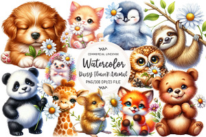 Daisy Flower Animal Clipart, an Illustration by OK Design